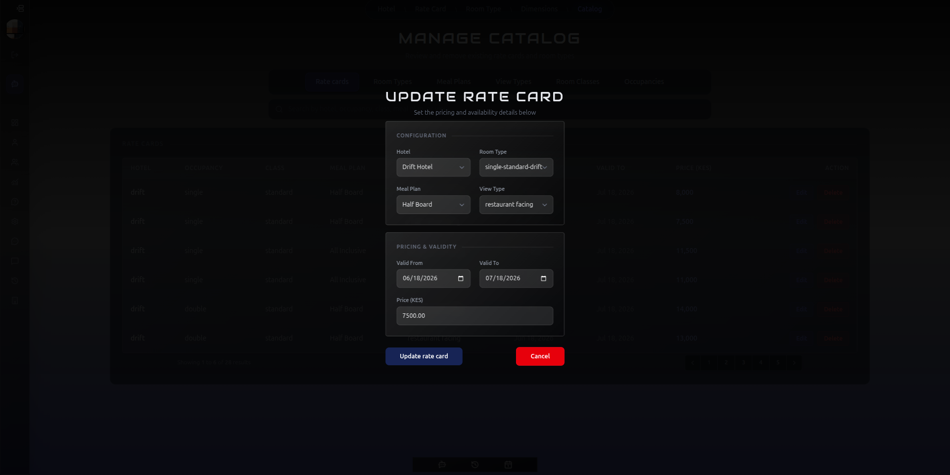 Dynamic rate card creation Preview 2